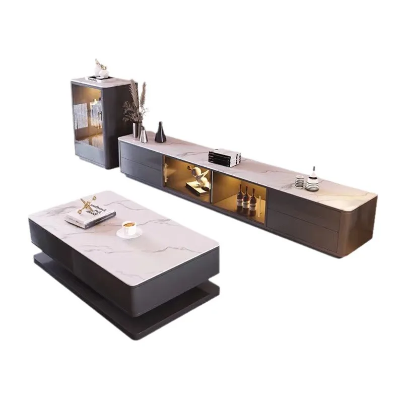 

Italian light luxury all-solid wood coffee table TV cabinet, simple and modern high-end suspended creative wooden floor cabinet