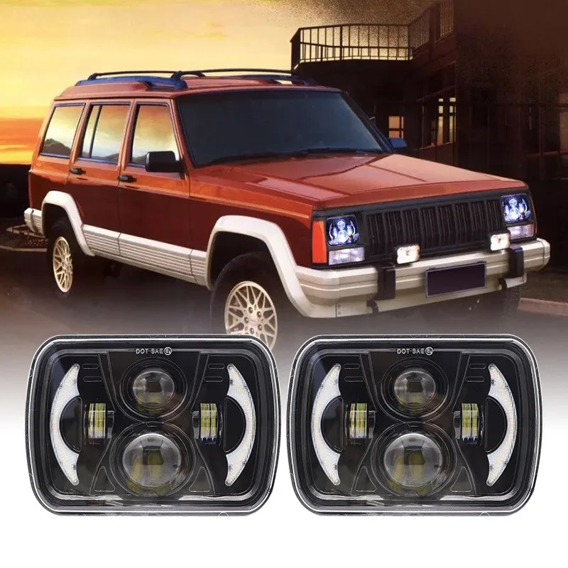 Auto Bi LED Projector H4 Headlight 12V 24V High Low Beam LED Work Light for Car Golf Truck SUV Offroad Headlamp 4x6 5x7 7x6 Inch