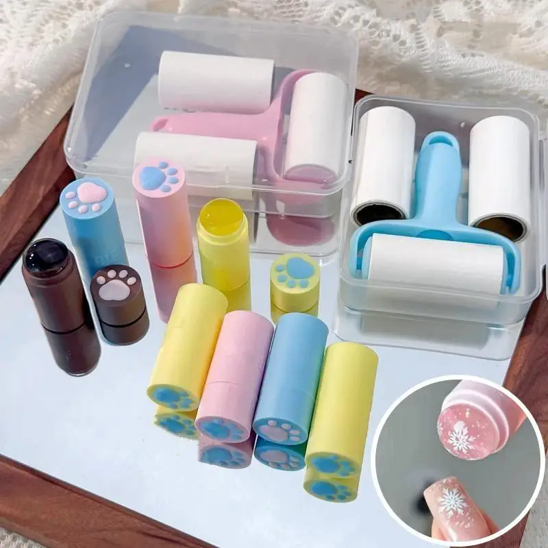 Nail Art Stamping Kit 1 Set with Cute Paw Print Handles Ideal Gifting Choice for Nail Art Lovers Home DIY