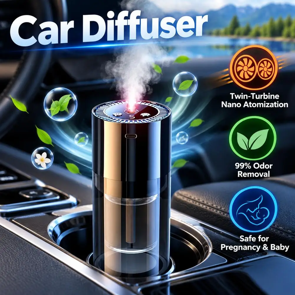 Multi-mode Adjustment Intelligent Car Aromatherapy Machine Starry Sky Projection Nano-atomization Remove Odor Cologne Humidifier