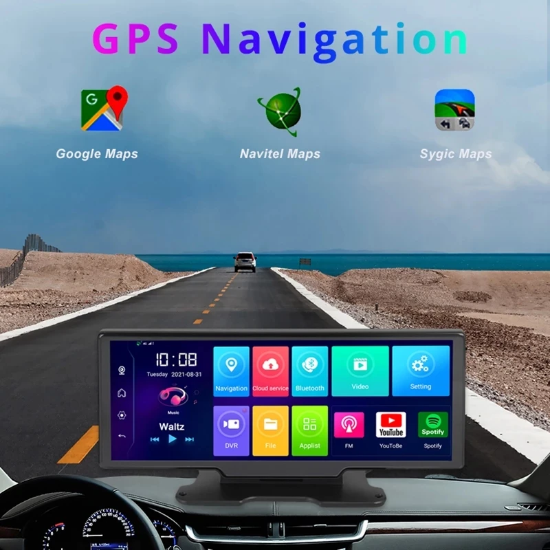 Cámara DVR para coche IPS 4G ADAS de 11 ", navegación GPS V10, Android 8,1, WiFi, 1080P, cámara de salpicadero Full HD, espejo de revisión, grabadora de cámara Dual