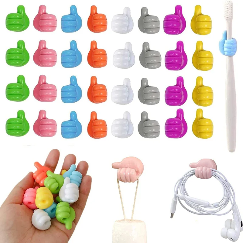 5/10Pcs Self Adhesive Silicone Thumb Wall Hooks Multifunctional Silicone Thumb Hooks for Cable Clip Key Home Hook Wall Storage