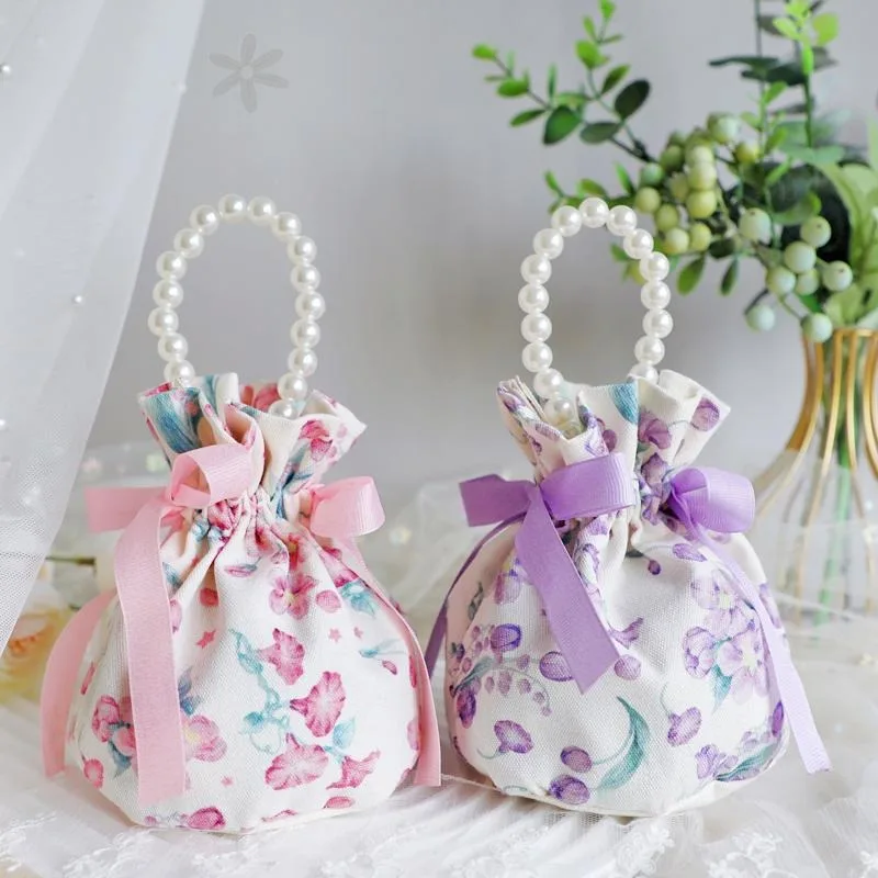

10/20/30Pcs Pearl Handle Cloth Bags Gift Box Souvenir Wedding Guest Candy Packaging Baby Shower Party Favors Supplies