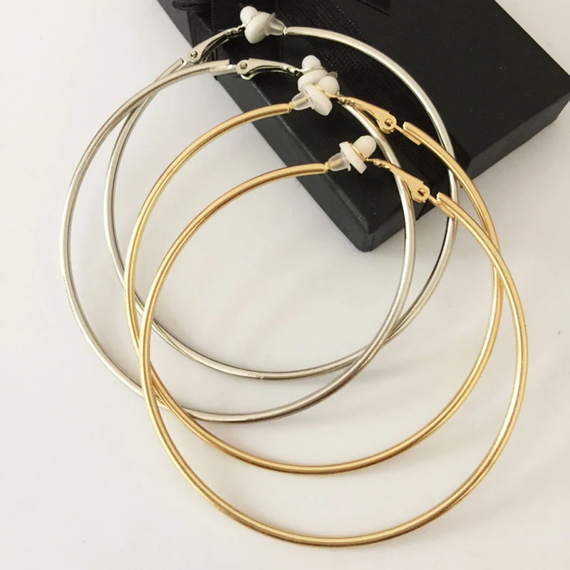 Pendientes de Clip para mujer sin Piercing, aros pequeños y grandes sin perforaciones, tendencia clásica, pendientes de aro falso, sin agujero