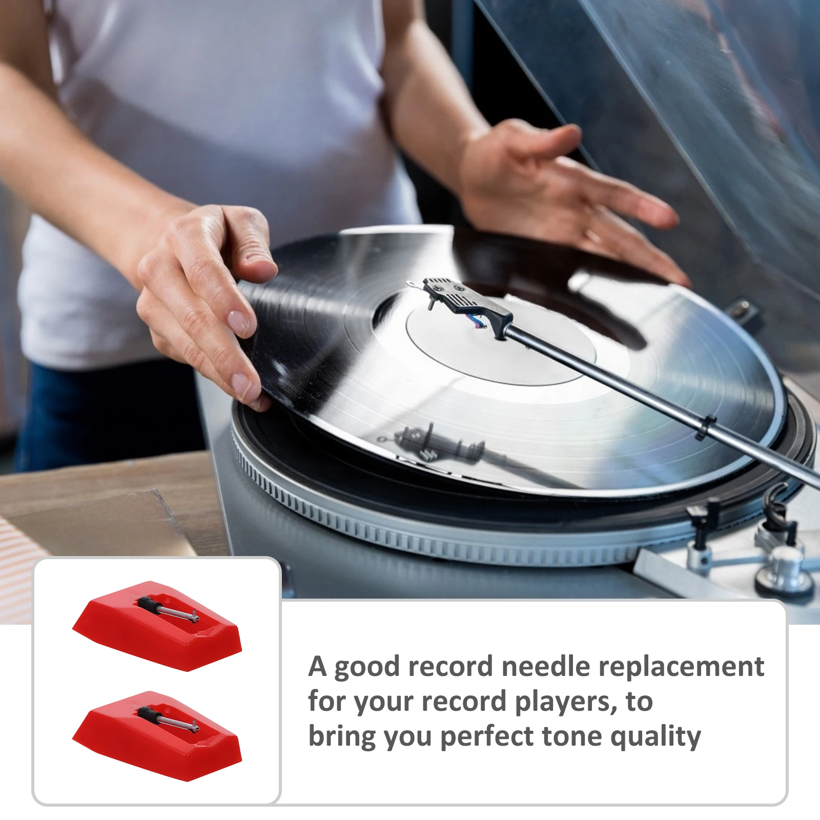 

2pcs Replacement Needles for Record Player Red Replacement Stylus Needles Phono High Quality