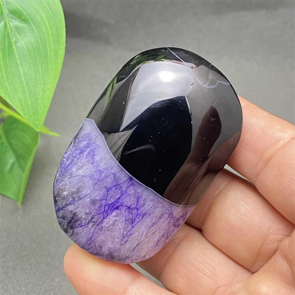 Natural Purple Agate Palm And Heart Shape Hand Polished Spiritual Ornaments Home Decoration Holiday Gifts