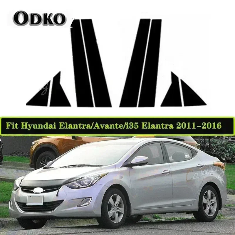 8pcs Car Polished Pillar Posts FoSticker for Hyundai Elantra/Avante/i35 Elantra 2011 2012 2013 2014 2015 2016 Door Window Trim