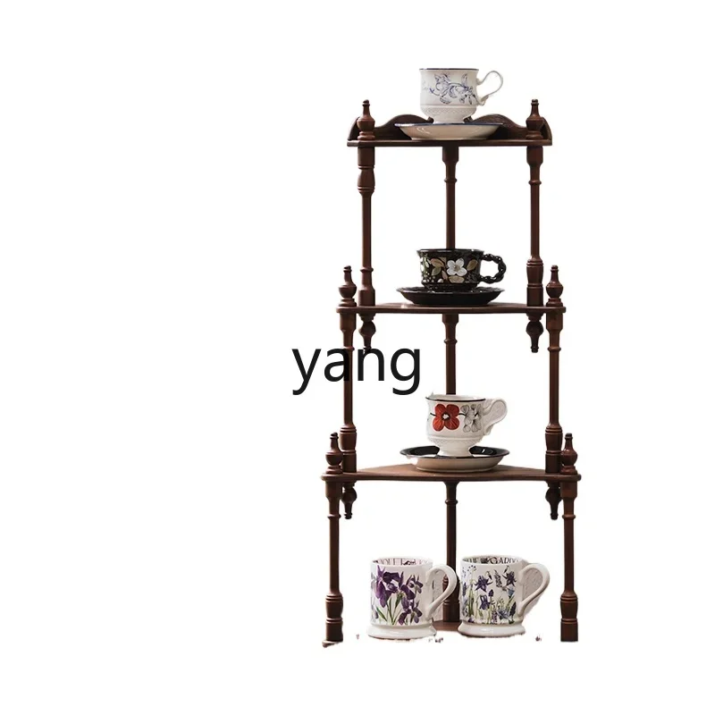 

ZL medieval home cup and saucer storage rack, living room floor-to-ceiling multi-layer shelf against the wall