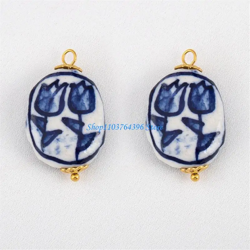 السيراميك الأزرق نمط القرط النتائج الملحقات المعدنية لإكسسوارات المجوهرات