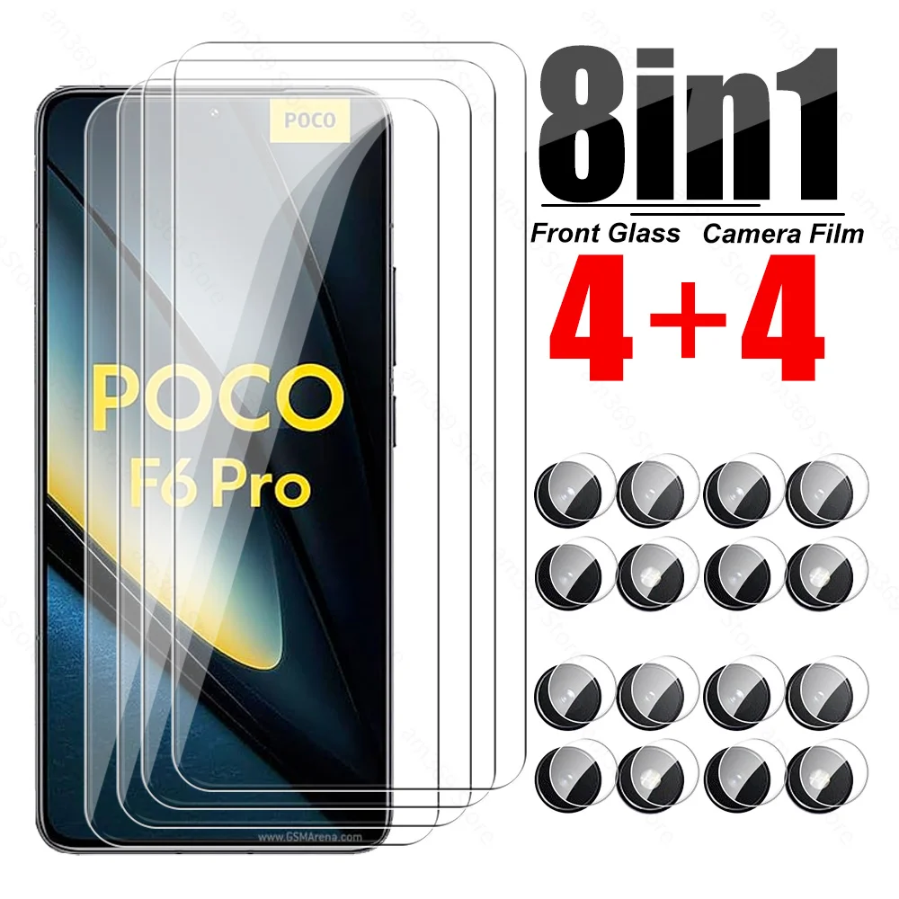 Per Poco F6 Pro Glass 8 in1 per Xiaomi Poco F6 vetro temperato Full Glue pellicola protettiva per lenti pellicola protettiva PocoF6 PocoF6Pro 5G