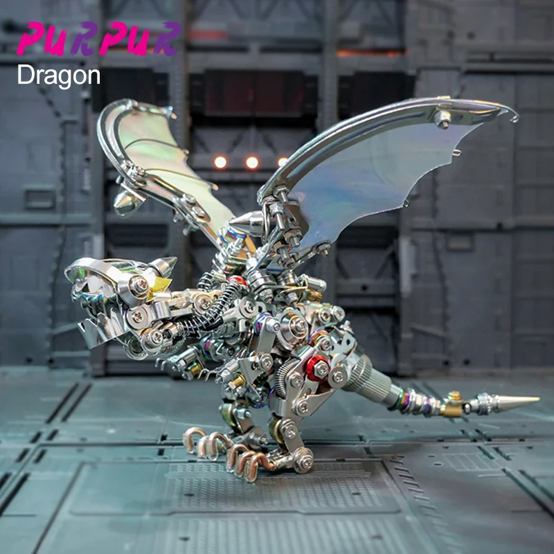 Punk DIY Mechanical Dragon Assembly 3D Metal Puzzle Stainless Steel Model Kit Personalized Gift Toy