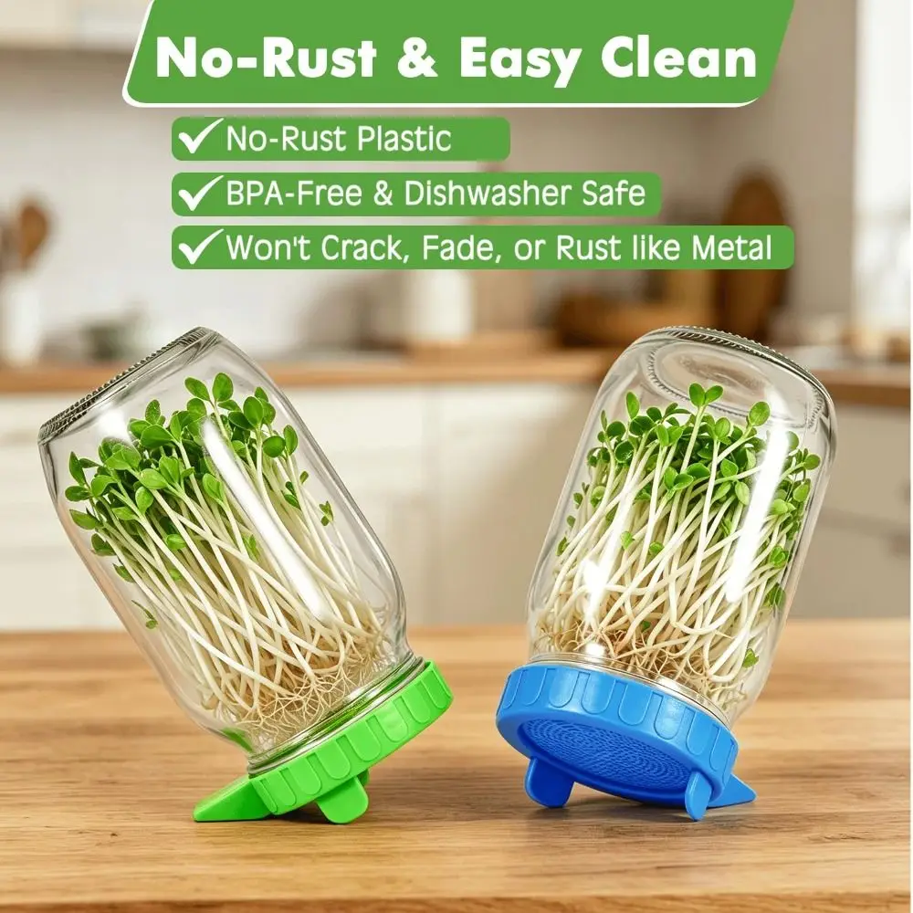 Dishwasher Safe 86mm Diameter Sprouting Lids No-Rust BPA-Free Mason Jar Lids Durable Seed Sprouting Kit Gardening