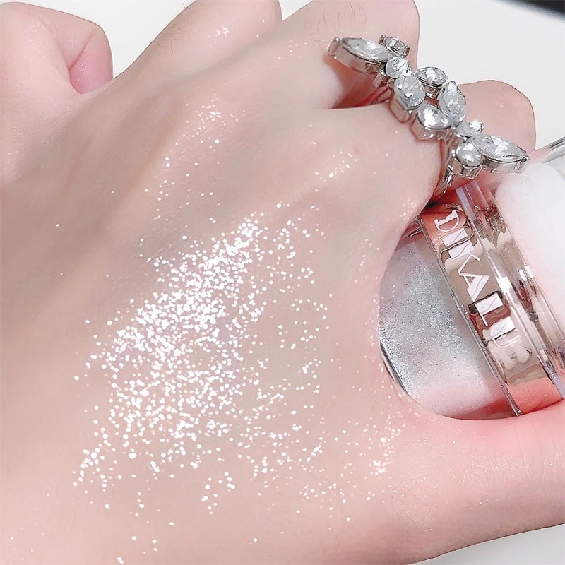 Polvere glitter per il corpo con polvere scintillante, evidenziatore luccicante e polvere luminosa per il corpo, trucco duraturo per il bagliore del corpo in polvere lampeggiante da sogno