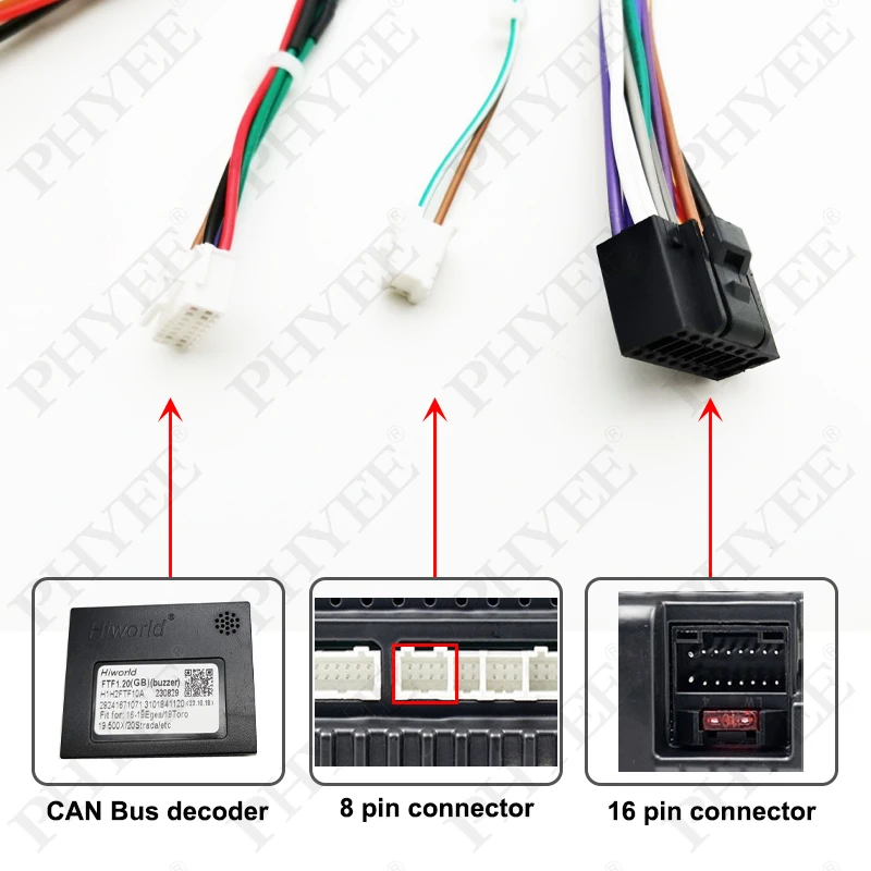 CAN Bus Decoder Wiring Harness 16 Pin Plug to ISO Connector Car Android Cable Adapter for Fiat 500 Punto Uno Doblo Lancia Delta