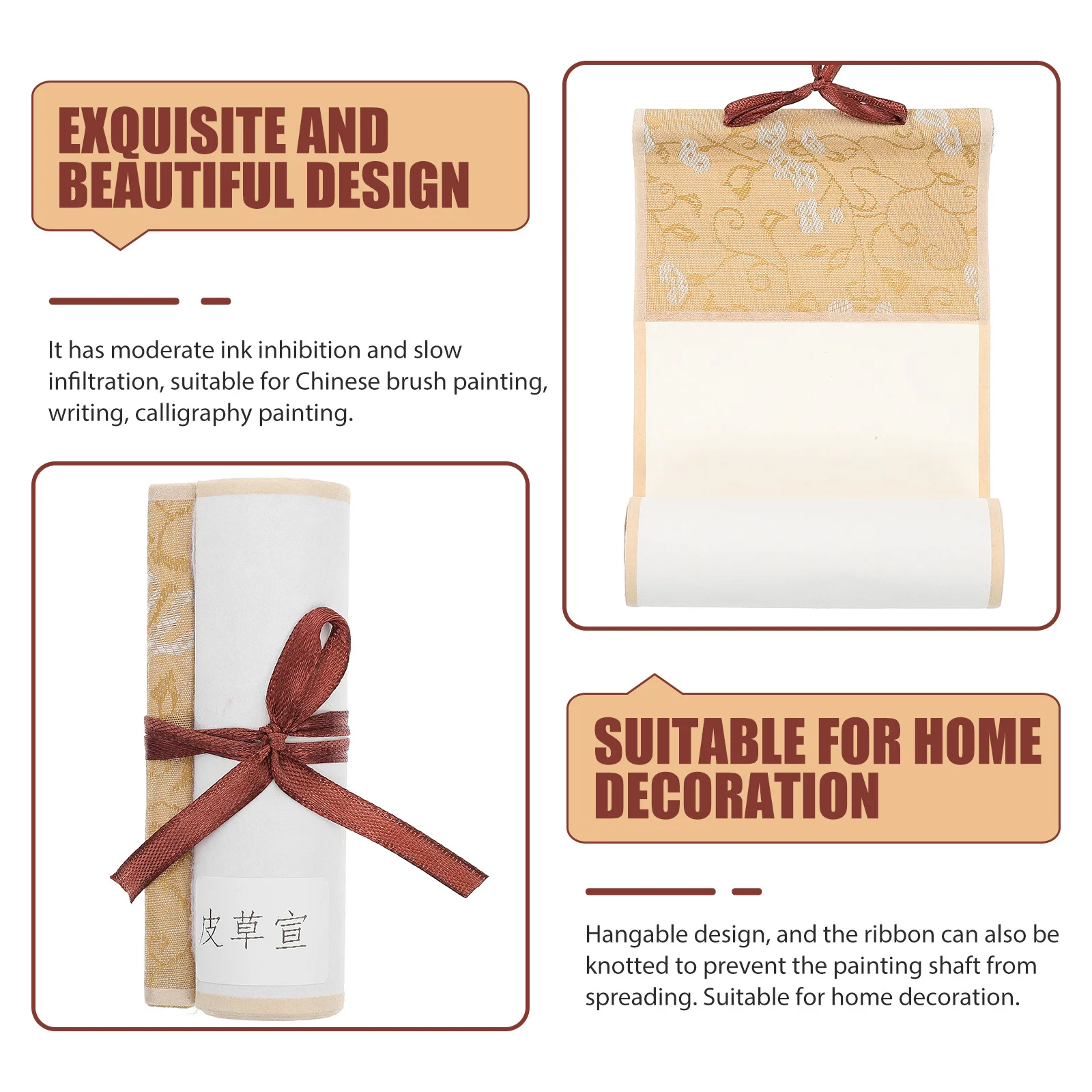 1 Buah Gulungan Kertas Beras Kosong 30X50Cm untuk Menulis Lukisan Kaligrafi Tiongkok, Penyerapan Tinta Lambat, Kertas Kerajinan Seni, Dekorasi Dinding
