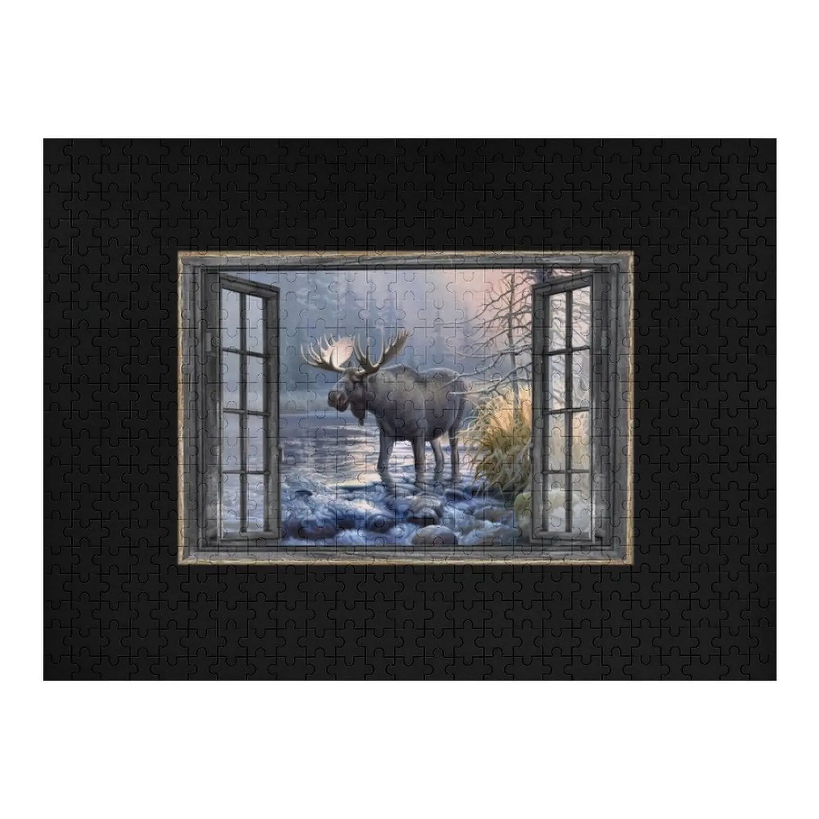 نافذة خشبية موس بواسطة تيار In The Forest Gift Jigsaw Puzzle أفكار هدايا شخصية لغز هدايا عيد الميلاد