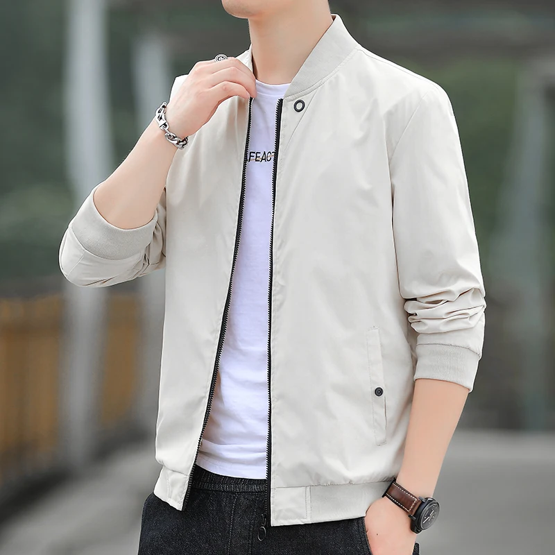 

New Autumn Bomber Baseball Jacket Men Fashion Slim Fit Coat Streetwear Solid Color Male Outwear Zipper Casual Jackets Brand Tops