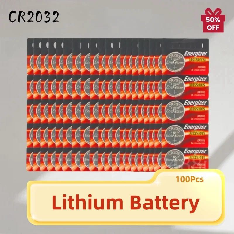 100pcs CR2032 DL2032 BR2032 5004LC 3V Lithium Battery Cr 2032 Button Cell for Watch, Toys, Car Key Watch Batteries