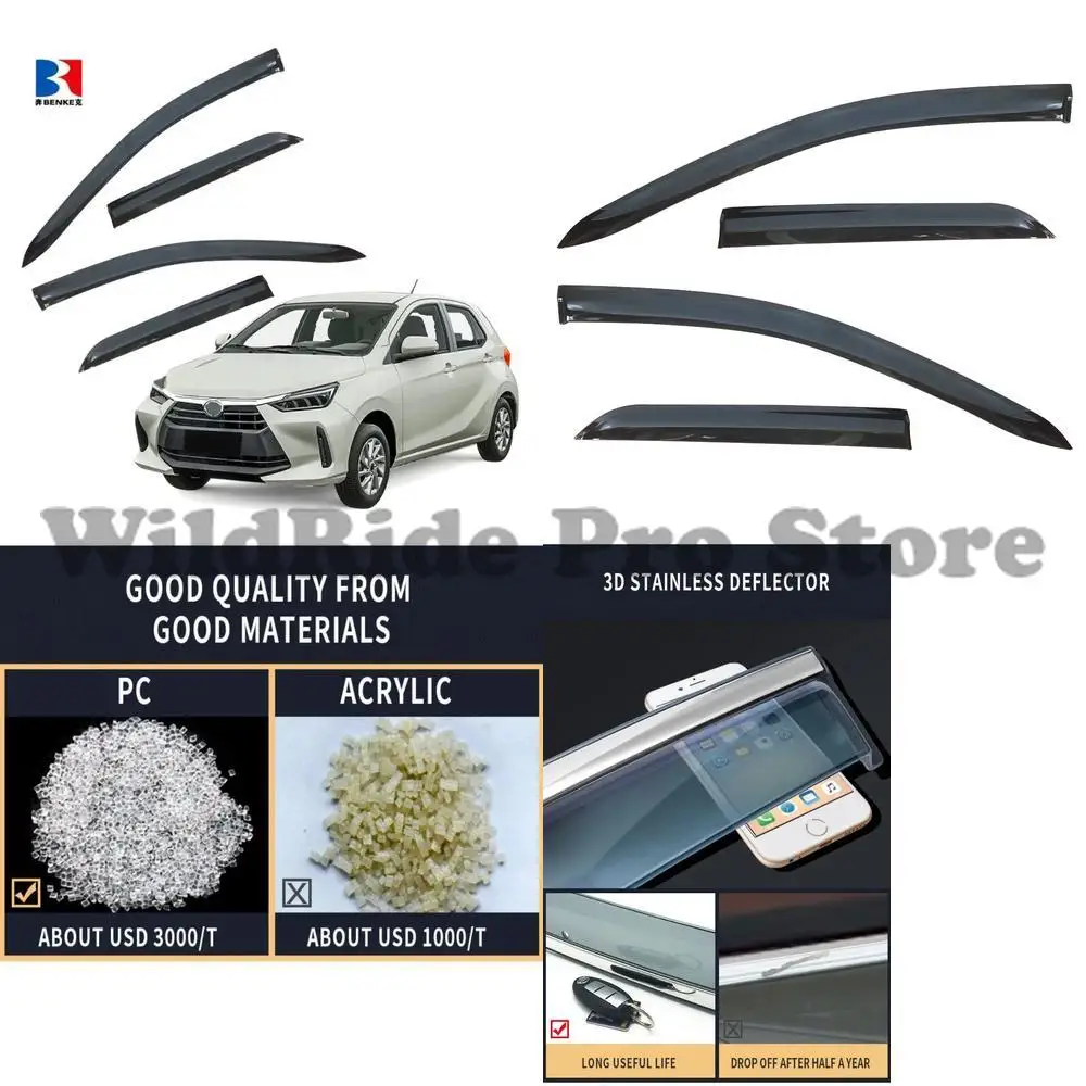 

1 комплект для TOYOTA Wigo 2023, дефлектор для ПК, 100-процентный, подходит для канала, оконный козырек