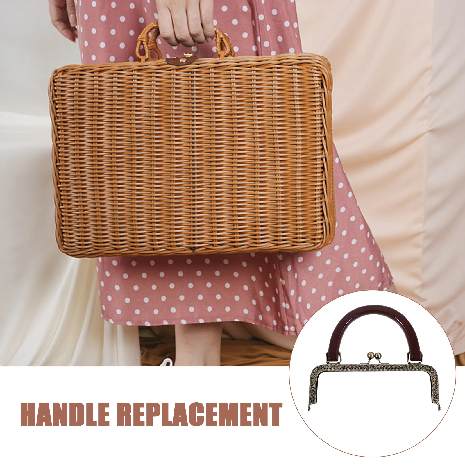 

Wood Metal DIY Purse Clasp Frame Handle Replacement for Bag Handbag Clutch Coin Pouch Repair Craft Magnetic Snap Lock