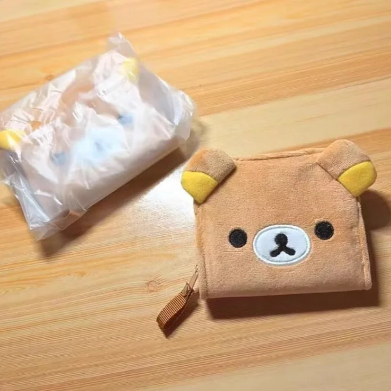 Japanese Cartoon Cute Teddy Bear Classic Zero Wallet Short Card Bag Portable Wallet Anime Plush Storage Bag New Year\'S Gift