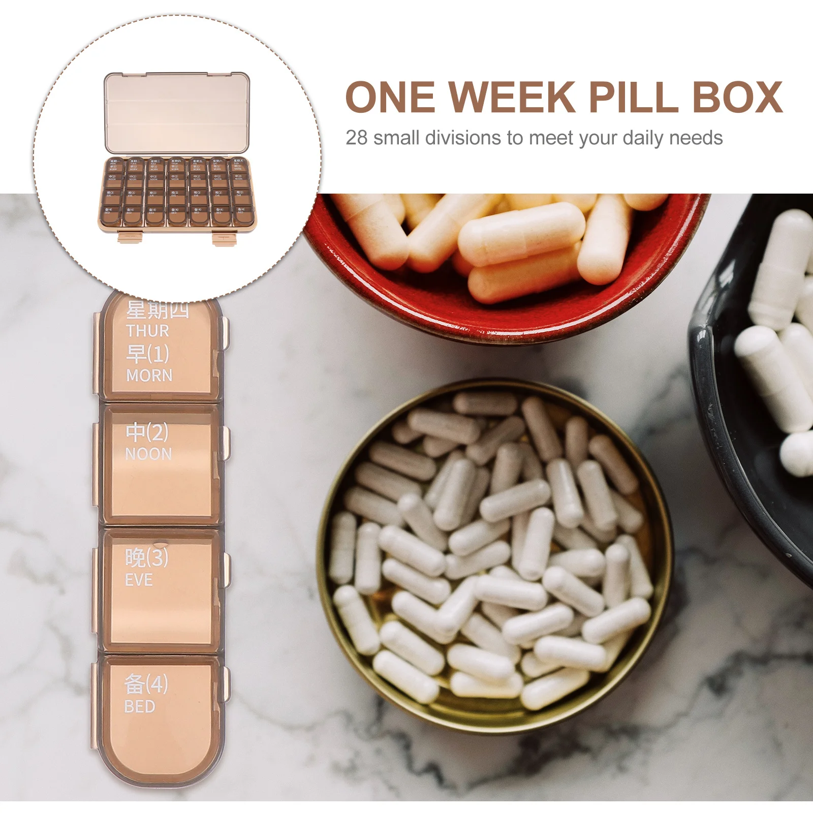 

Portable Medicine Box Multi Compartment Travel Organizer Weekly Storage Container Vitamin Holder Plastic Case Sealing Medication