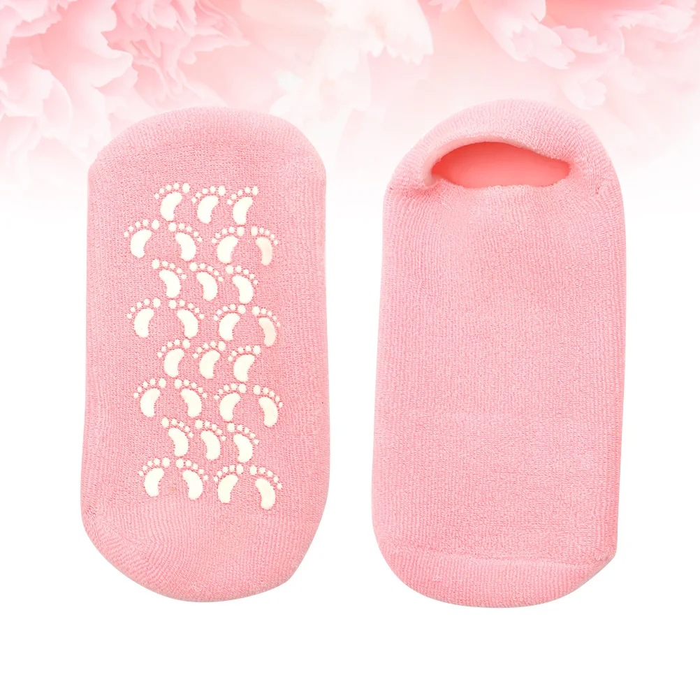 1 Paar Hak Hydraterende Sokken Roze Vrouwen Droge Huid Verzachtende Essentiële Oliën Thuis Voetverzorging Geen Salon Trips Hydraterende gel Sokken