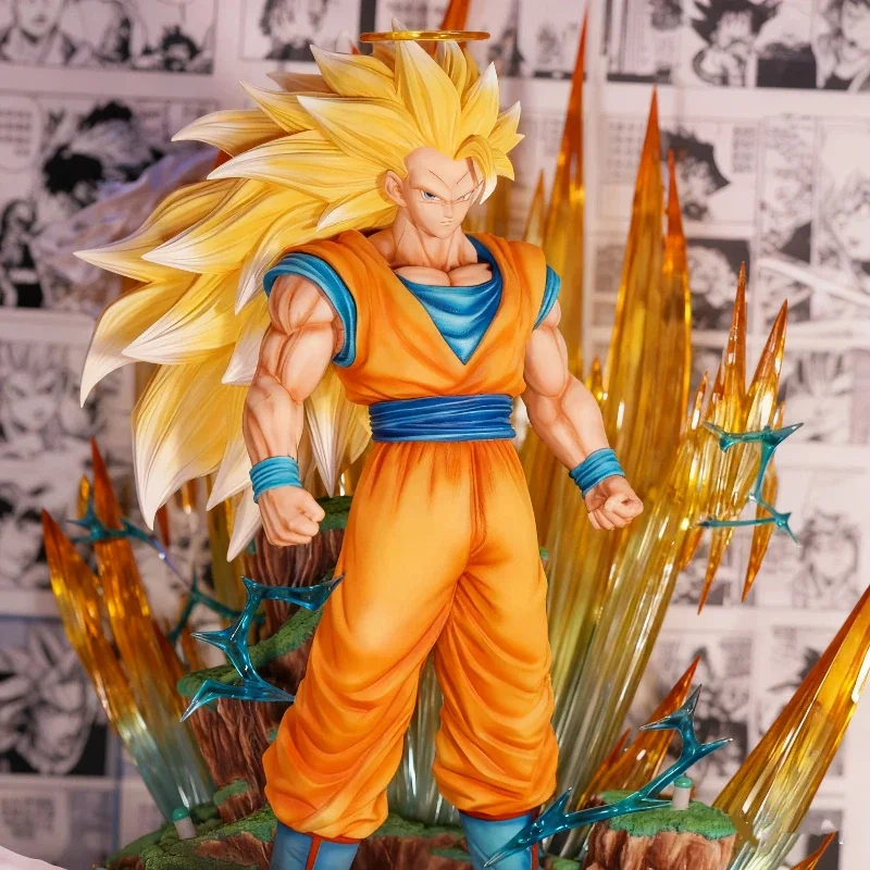 Anime 42cm Infinite Super Saiyan 3 Son Goku PVC Action Figures Desktop Ornament Statue Model Toy Boy Gift Collectible Non-light