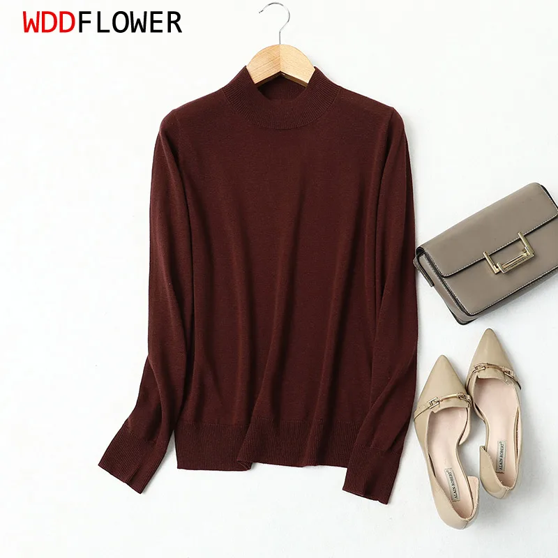 Women's 85% Silk 15% Cashmere Mock Neck everyday Long Sleeve Pullover Sweater Top Shirt JN550