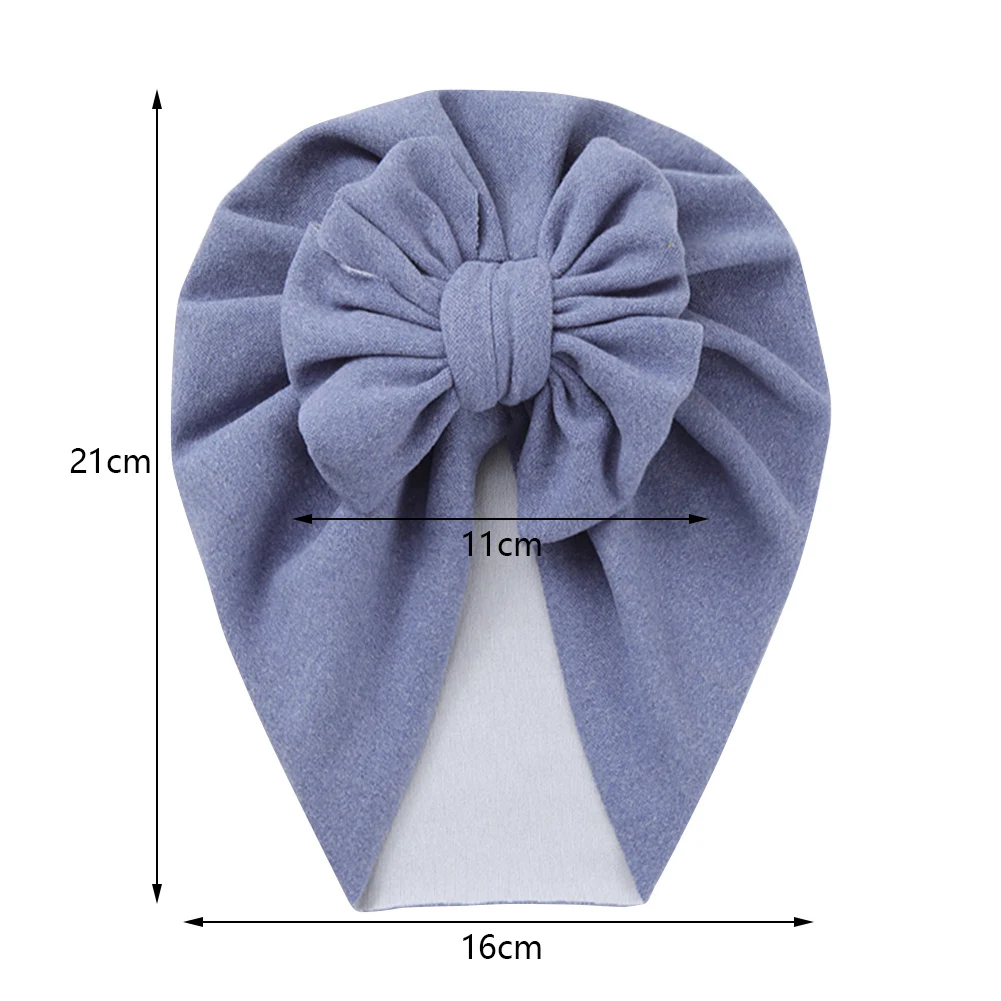 Cashmere Wrinkle Baby Turban Hat Newborn Boy Girl Bow Knotted Folded Headwear Infant Beanies Kids Winter Hair Accessories