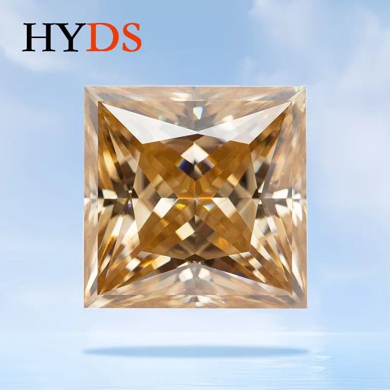 

Moissanite Natural Champagne Color VVS1 Princess Cut Beads for Charms Jewelry DIY Making necklace Materials with GRA Certificate