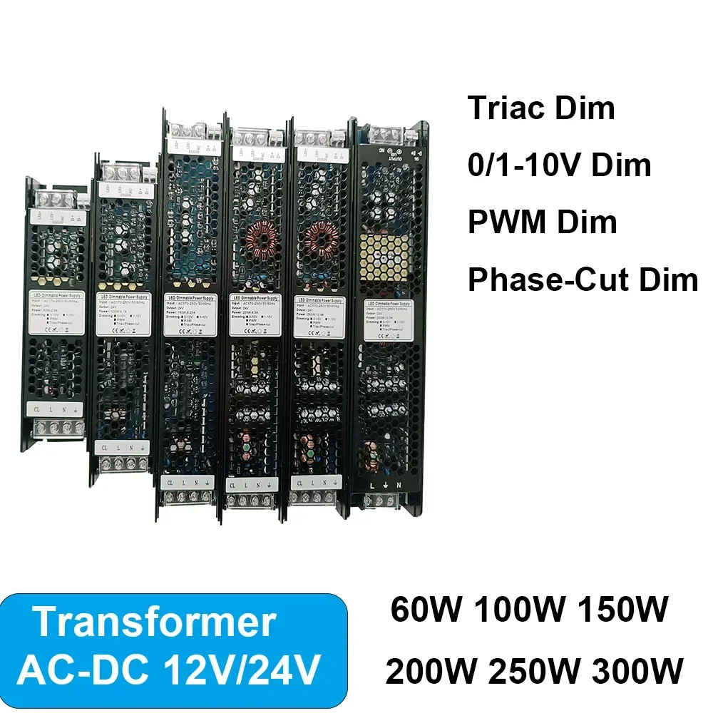 nenhum ruido transformador regulavel 220 a 24 60w 100w triac 010v 1 10v dimming fonte de alimentacao 24v para luzes led strip 01