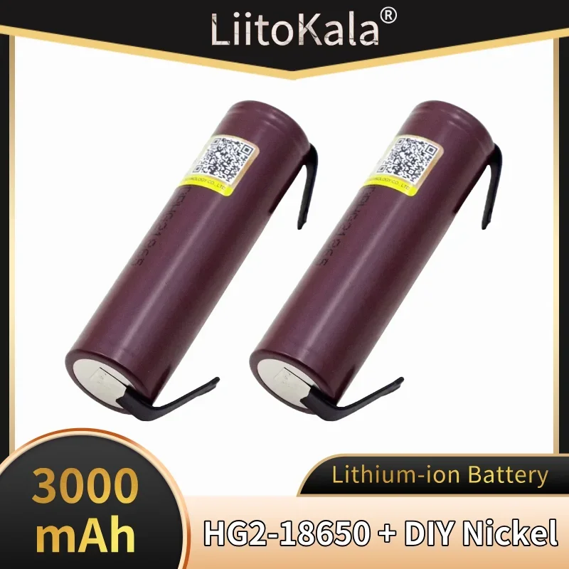 18650 Battery LiitoKala 3000mAh Large Capacity HG2 Lithium-ion Battery 3.7V DisCharge 20A, DIY Nickel for 18650 Battery Packs