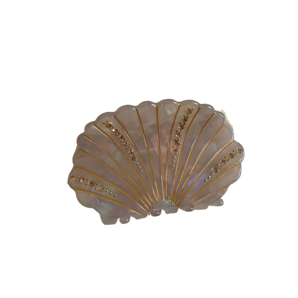

Retro Acetic Acid Acetate Shell Hair Claw Non-slip Jewelry Shell Shark Clip Acrylic Hair Accessories Rhinestone Crab Clip Girl