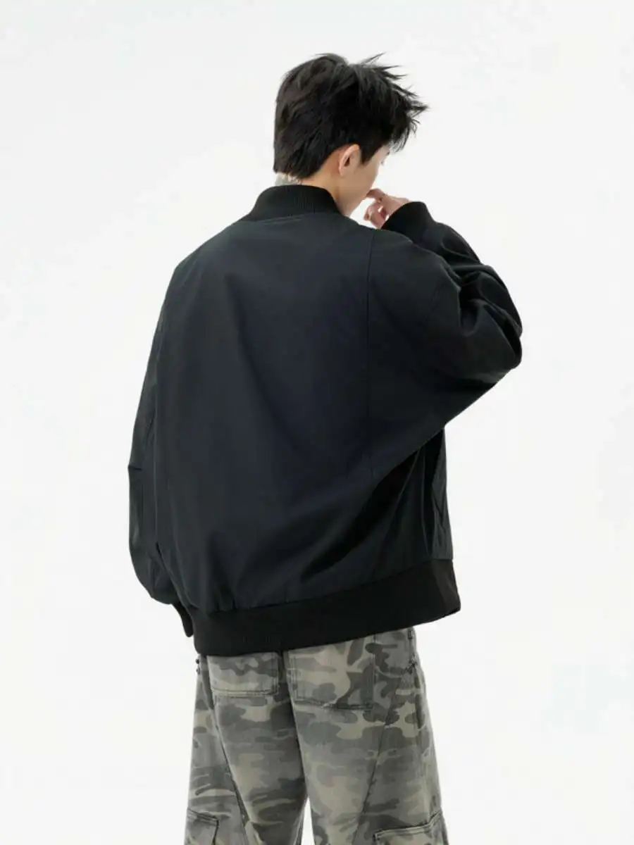 

Retro Flight Jaet Zipper Workwear Collar American Sle Autumn Spring Trendy Brand Men's Loose Fit Polyester Fiber Youth Da...