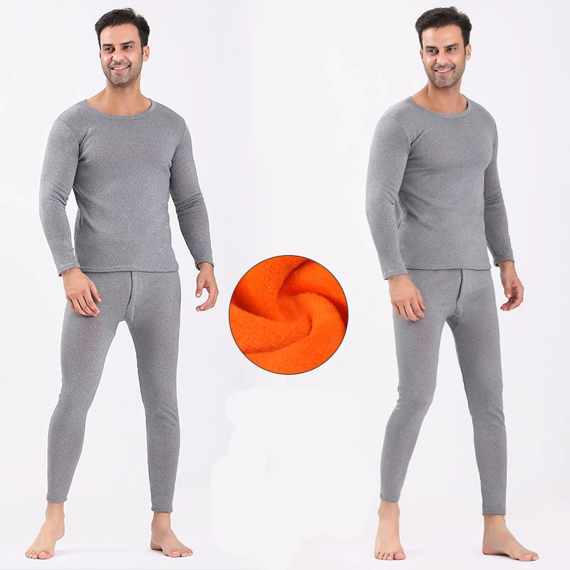 2Pcs Thermal Underwear Set Men Winter Thicken Velvet Thermal Clothing Long Johns Men\'s Fleece Keep Warm Thermo Underwear Sets