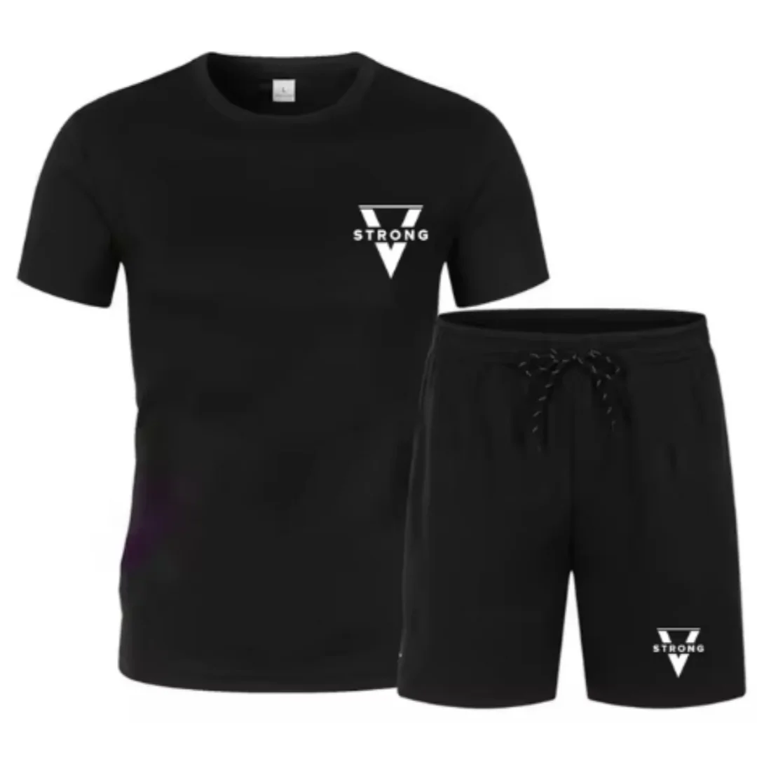 

Men's quick drying sportswear two-piece set of short sleeved T-shirts and shorts, new summer sports set
