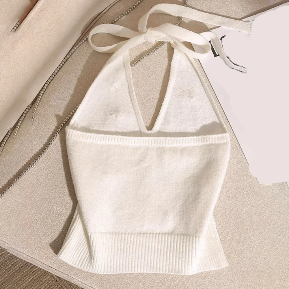 Casual Sleeveless Top For Women Backless Sleeveless Summer Top Black Slim Fit Halter Tank Suitable For Vacation