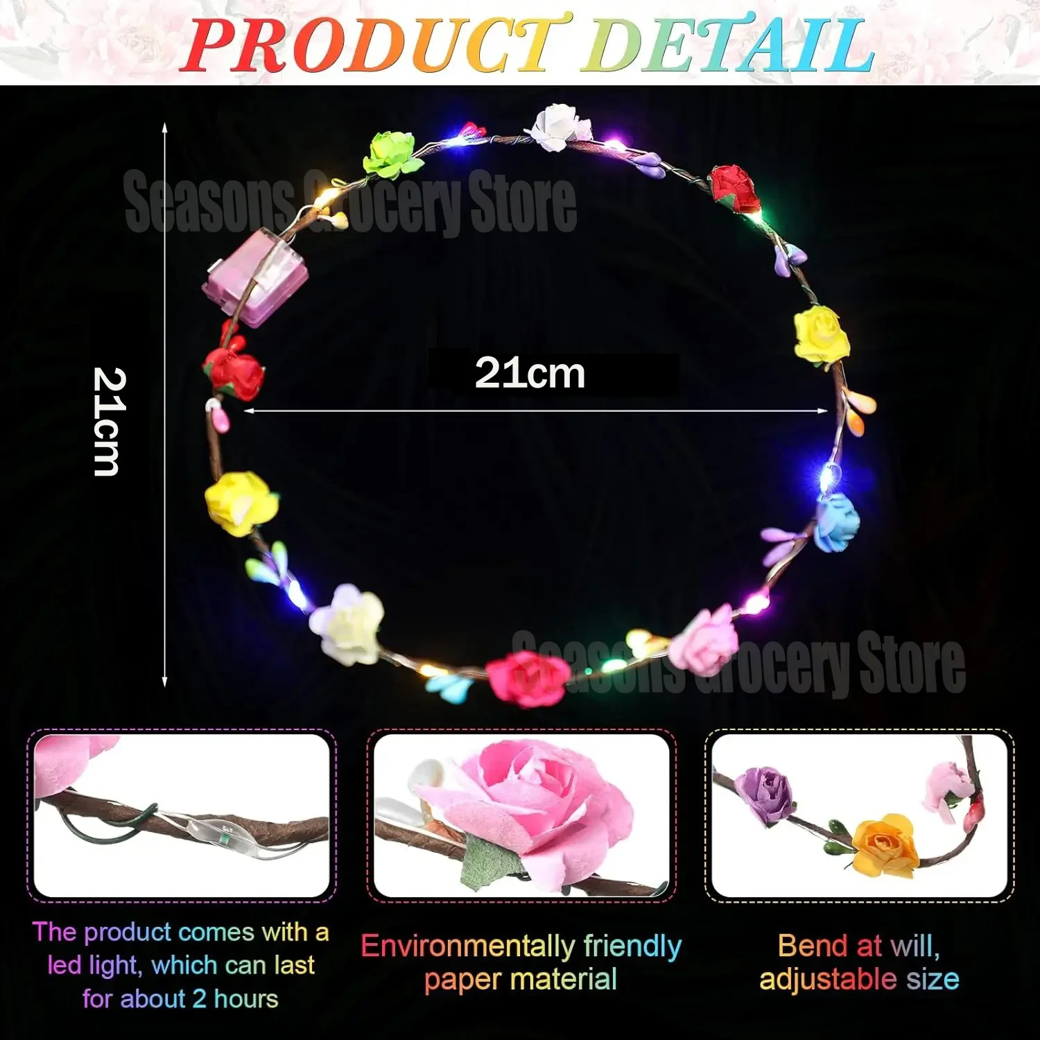 10-60Pcs Light up Flower Headband LED Flower Hair Crown Glowing Floral Wreath Crowns Birthday Wedding Christmas Decoration 2024