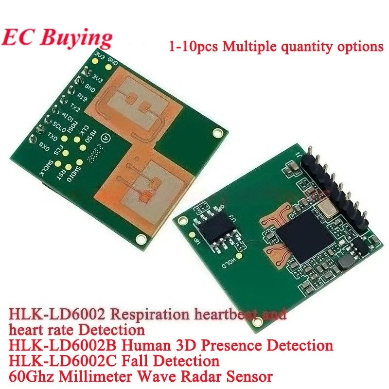 Moduł czujnika radarowego FMCW 60 GHz HLK-LD6002 LD6002B LD6002C 60G, alarm oddechu człowieka, wykrywanie tętna, wykrywanie upadków, wykrywanie oddechu — zdjęcie produktu 7