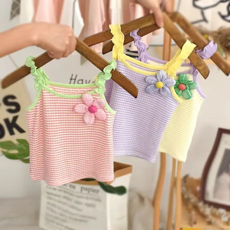 Girls Summer Camisole Vest Outer Wear New Baby Sleeveless Kids Summer Top Cute Undershirt Thin Stylish