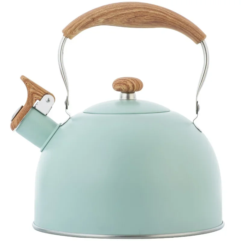 2.5L Stainless Steel Whistle Kettle for Boiling Water Chirping Camping Teapot Folding Handle Teapots to Boil Water Gas Stove