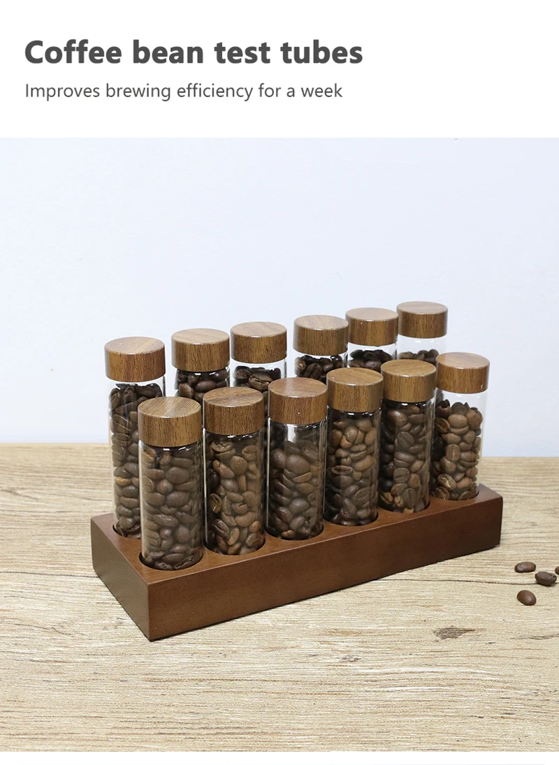 Kaffeebohnen Lagerung Container Rohr Display Rack Tee Flasche Glas Einzelne Dosis Espresso Zubehör Coffeware Set Barista Werkzeug Geschenk – Detail 10