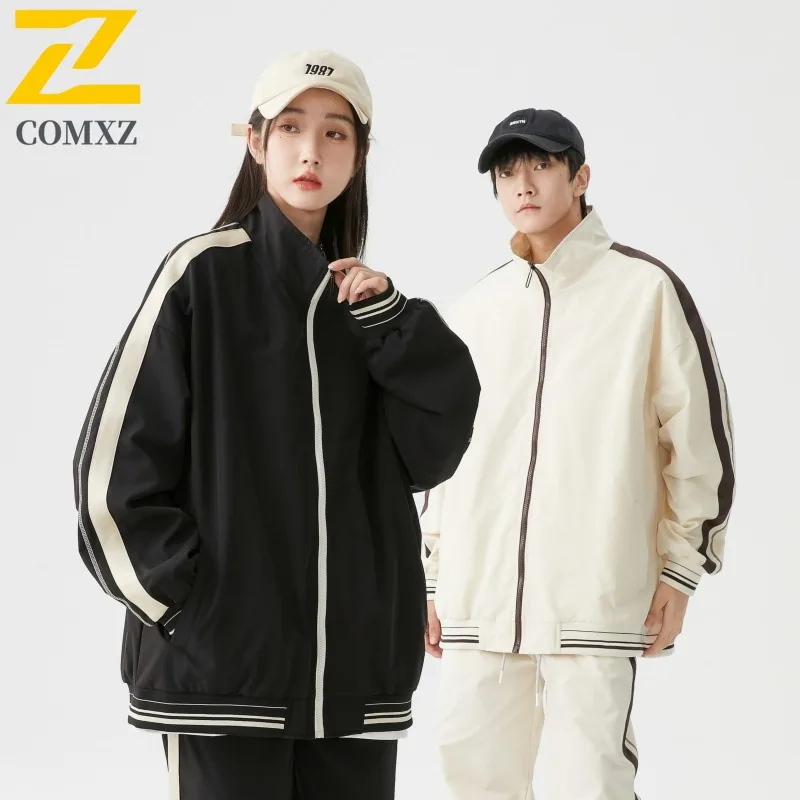 

COMXZ 2025 для мужчин и женщин, повседневная куртка в корейском стиле, осеннее модное пальто для пар, модная верхняя одежда, уличный стиль, свободная посадка