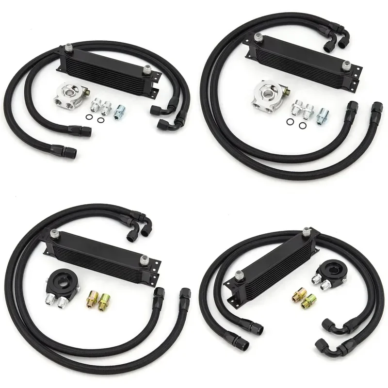 10 13 15 Rows British Type Oil Cooler Kit Oil Filter AN10 Transmission Oil Cooler Kit With Nylon Stainless Steel Braided Hose