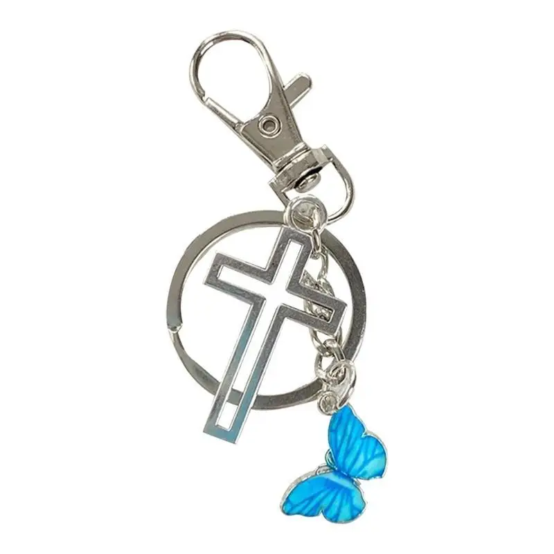 J78F Love Flame Crossed Pendant Female Car Keys Chain Rings Bag Pendant for Gift