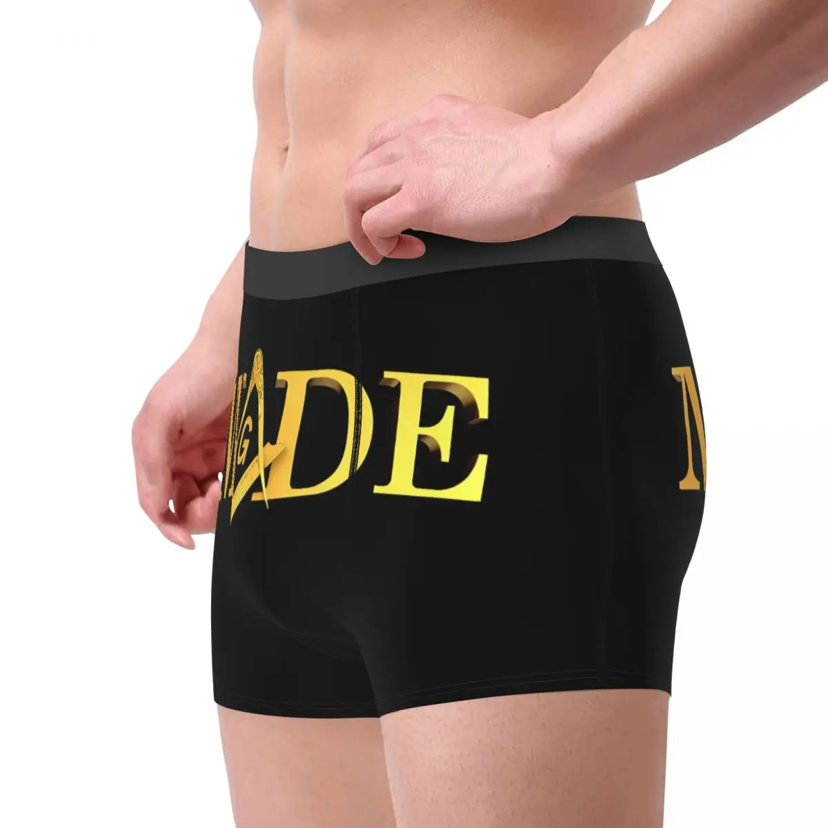 Novelty Boxer Shorts Panties Briefs Man Made Square & Compass Masonic Freemason Underwear Breathable Underpants for Homme