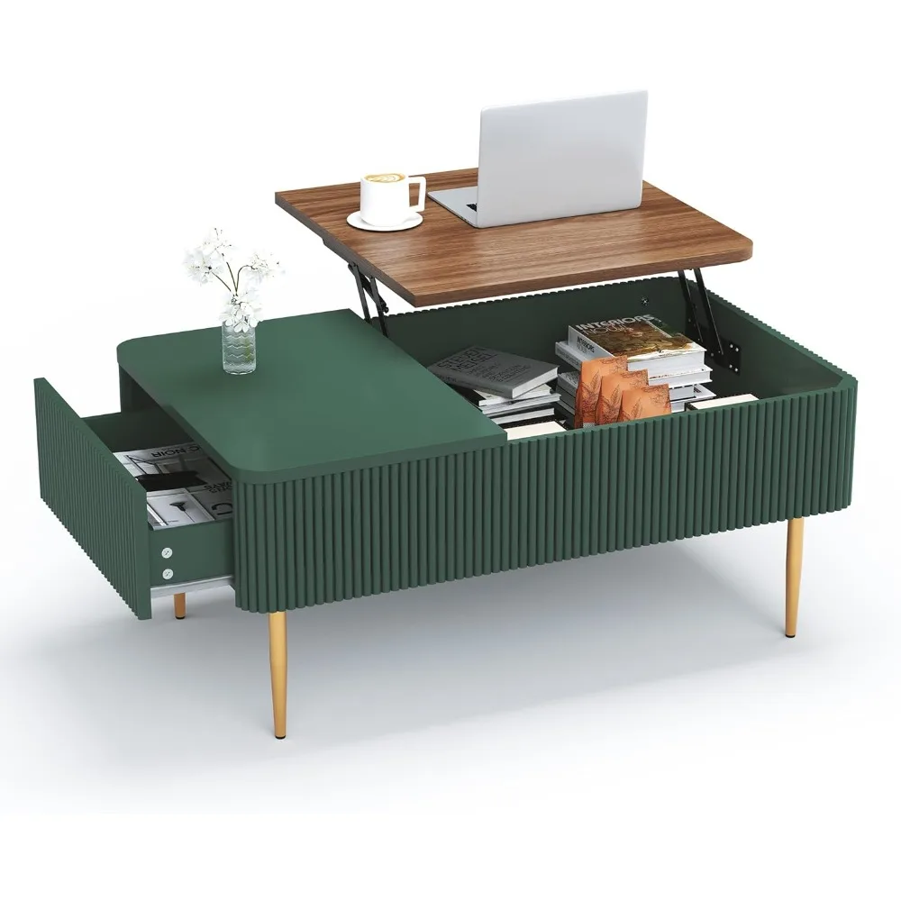 

39 Lift Top Coffee Table with Hidden Storage Compartment, Modern Rising Wood Dining Center Table with Drawer for Small Space