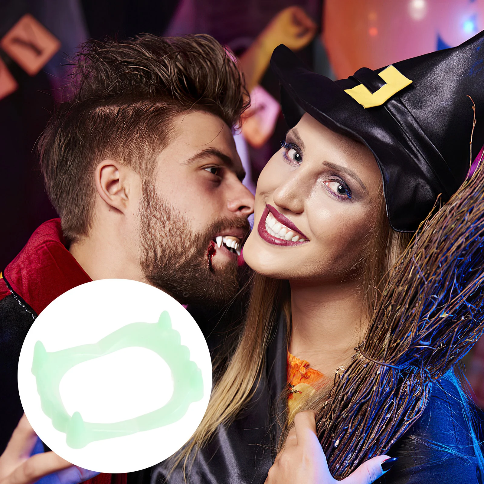 

50pcs Fluorescent Dentures Halloween Horror Fake Premium Glowing Teeth Luminous Artificial Cosplay Party for Haunted