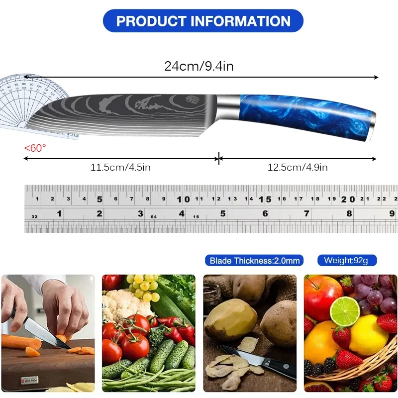 Coltelli in acciaio inossidabile 7 cr17 mannaia per carne modello damasco 5 pollici coltello Santoku giapponese coltello per affettare verdure